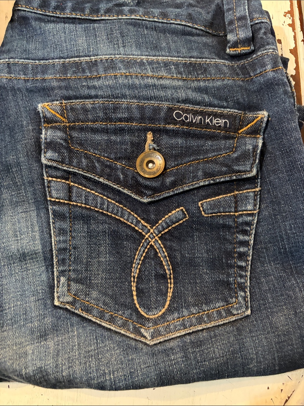Calvin Klein Women's Indigo Bootcut Jeans with Contrast Stitching